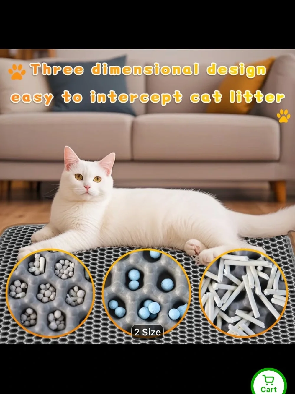 Gray Cat Litter Mat set of two